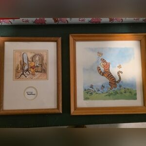 Vintage Winnie the Pooh & Tigger Framed Prints - Set of 2